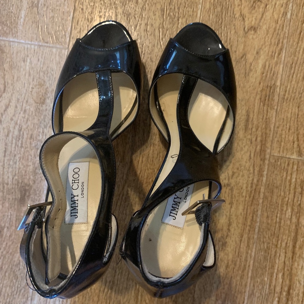 Black Jimmy Choo Open Toe Heels